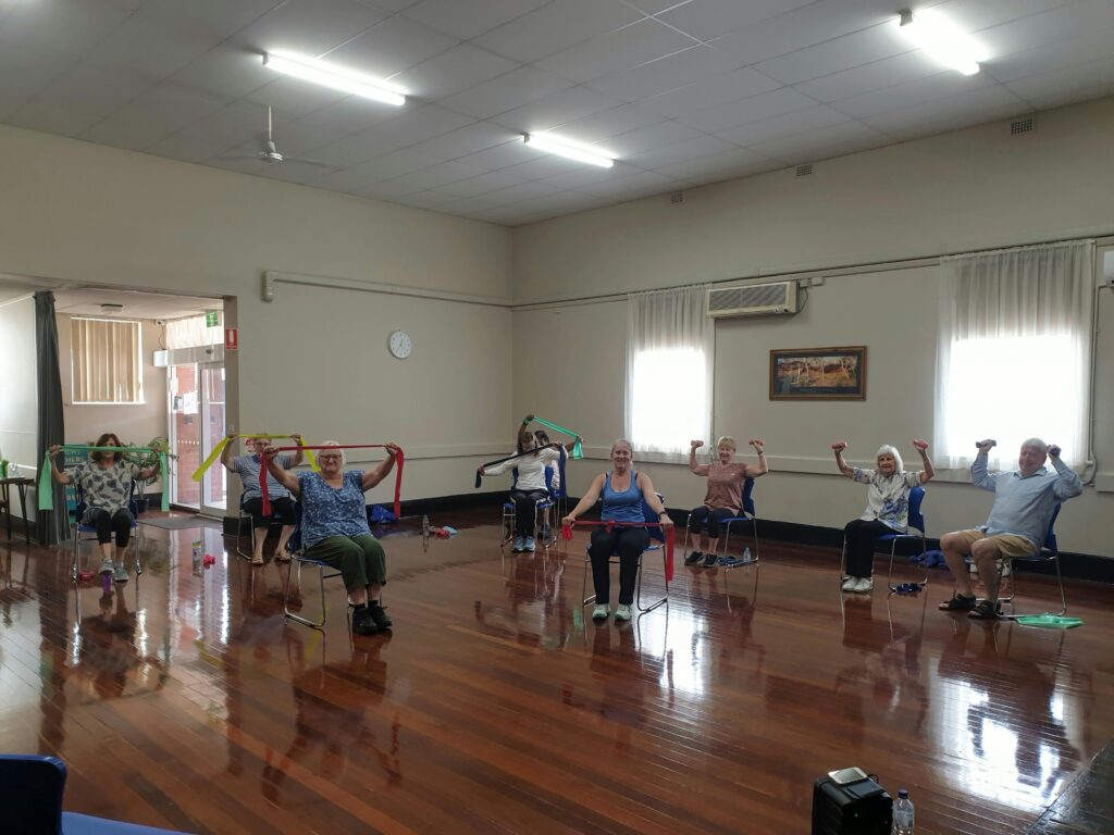 Senior seated exercise class
